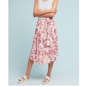 Maeve by Anthropology Staycation Red Floral Skirt